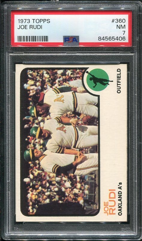 Authentic 1973 Topps #360 Joe Rudl PSA 7 Baseball Card