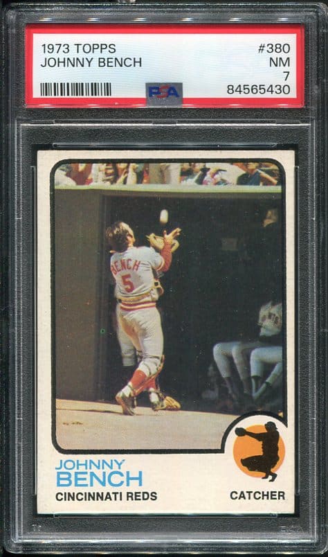 Authentic 1973 Topps #380 Johnny Bench PSA 7 Baseball Card