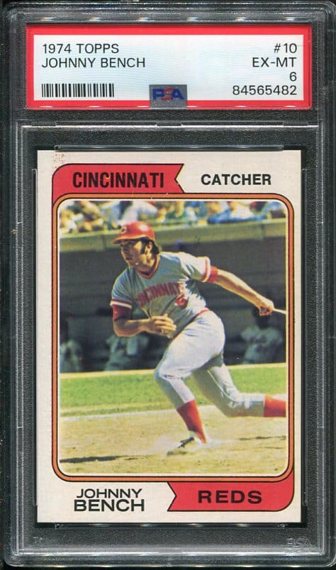 Authentic 1974 Topps #10 Johnny Bench PSA 6 Baseball Card