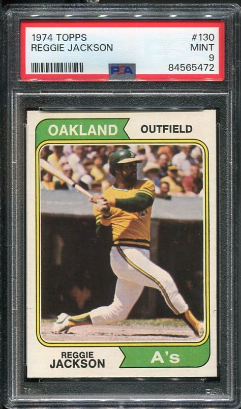 Authentic 1974 Topps #130 Reggie Jackson PSA 9 Baseball Card