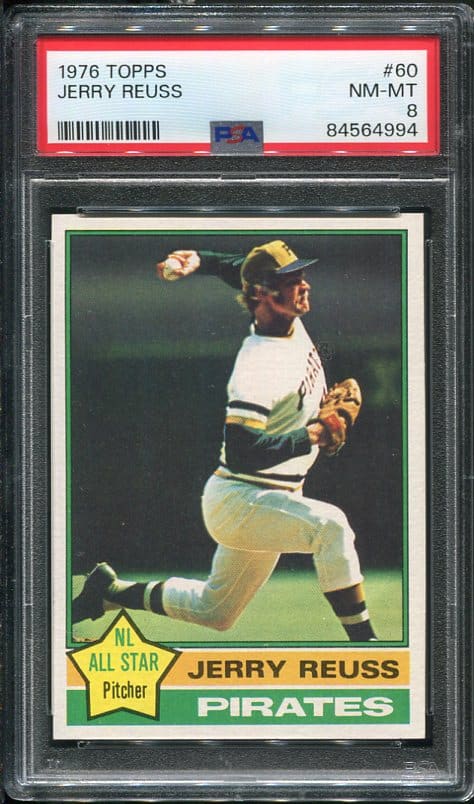 Authentic 1976 Topps #60 Jerry Reuss PSA 8 Baseball Card -