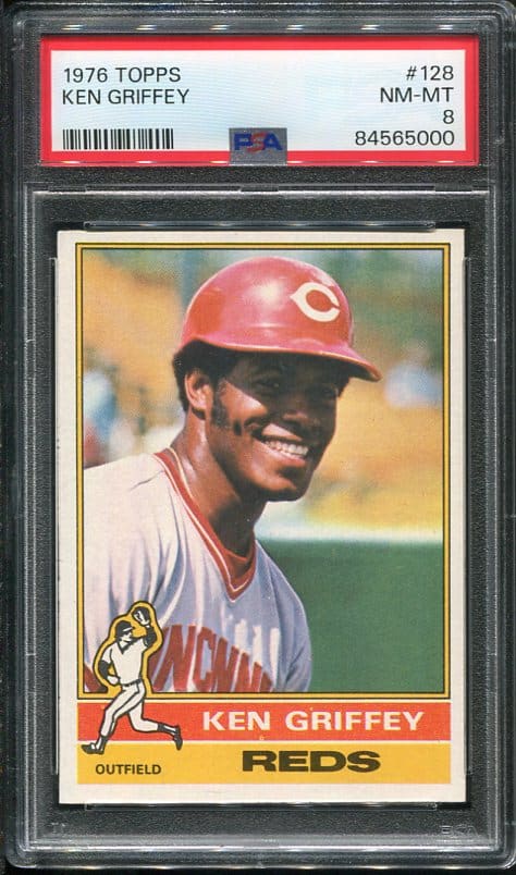 Authentic 1976 Topps #128 Ken Griffey PSA 8 Baseball Card