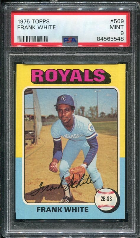 Authentic 1975 Topps #569 Frank White PSA 9 Baseball Card