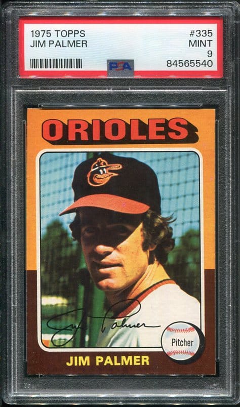 Authentic 1975 Topps #335 Jim Palmer PSA 9 Baseball Card