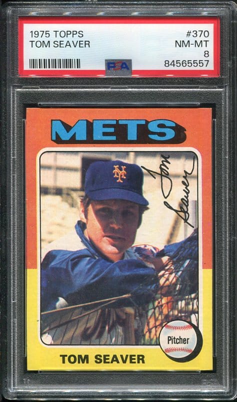 Authentic 1975 Topps #370 Tom Seaver PSA 8 Baseball Card