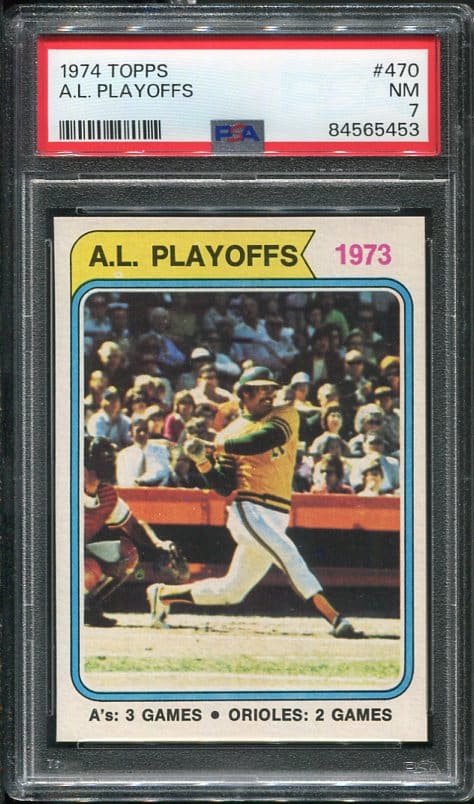 Authentic 1974 Topps #470 AL Playoffs PSA 7 Baseball Card