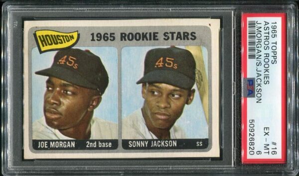 Authentic 1965 Topps #16 Astros Rookies (Joe Morgan/Sonny Jackson) PSA 6 Baseball Card