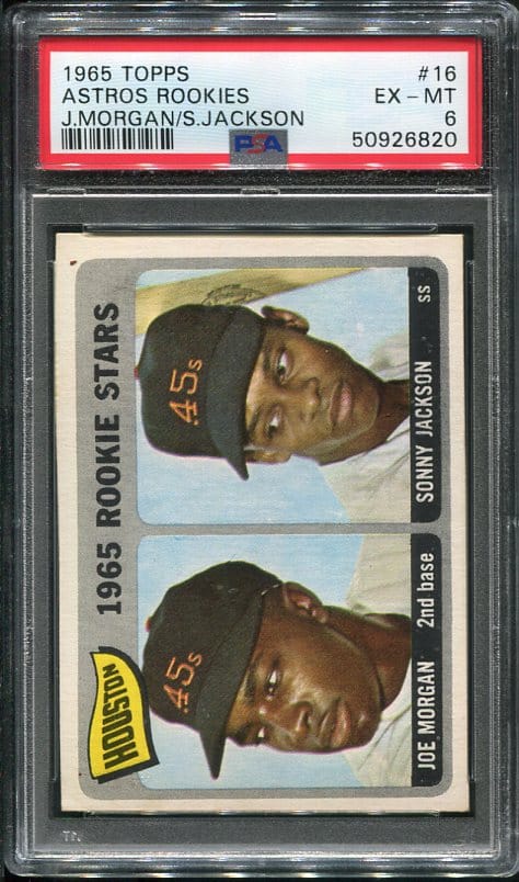 Authentic 1965 Topps #16 Astros Rookies (Joe Morgan/Sonny Jackson) PSA 6 Baseball Card