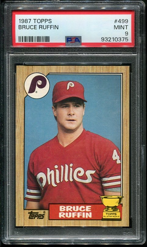 1987 Topps #499 Bruce Ruffin Rookie Cup PSA 9 Baseball Card