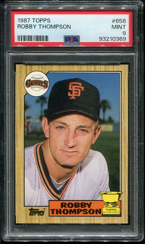 1987 Topps #658 Robby Thompson Rookie Cup PSA 9 Baseball Card