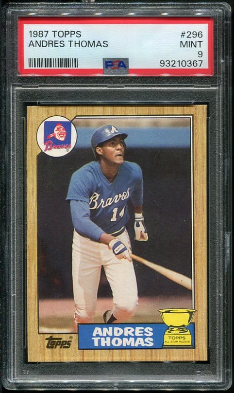 1987 Topps #296 Andres Thomas Rookie Cup PSA 9 Baseball Card
