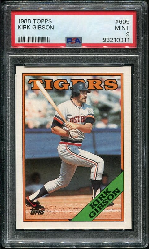 1988 Topps #605 Kirk Gibson PSA 9 Baseball Card