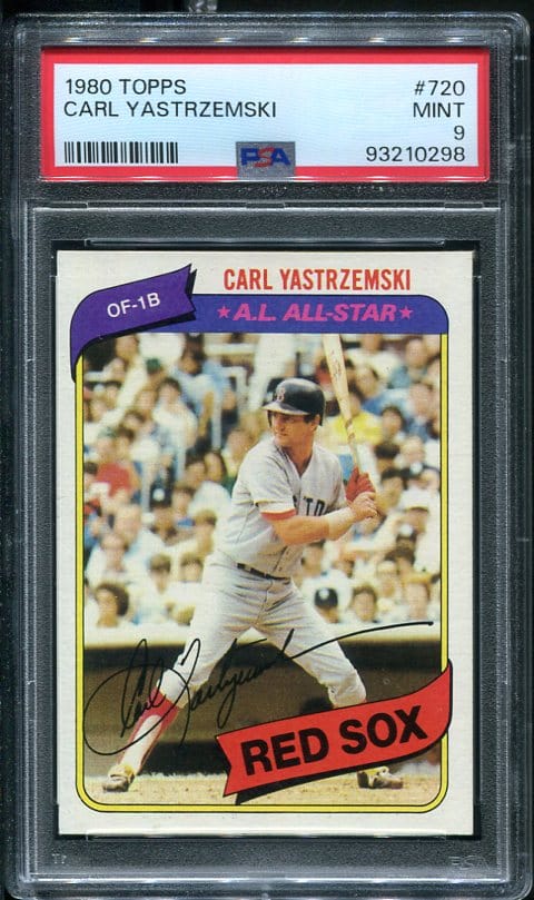 Authentic 1980 Topps #720 Carl Yastrzemski PSA 9 Baseball Card