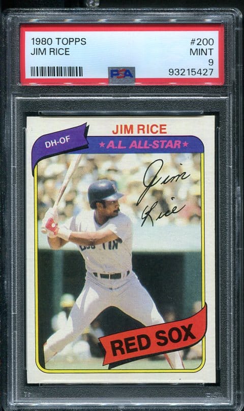 Authentic 1980 Topps #200 Jim Rice PSA 9 Baseball Card
