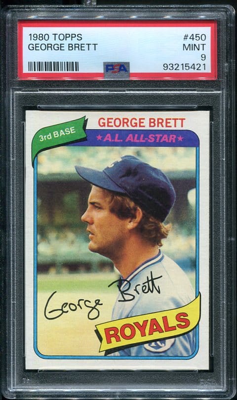 Authentic 1980 Topps #450 george brett PSA 9 Baseball Card