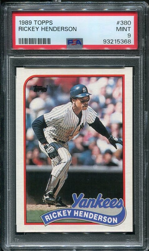 Authentic 1989 Topps #380 Rickey Henderson PSA 9 Baseball card