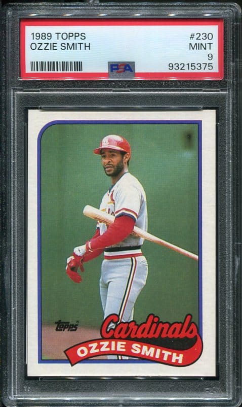Authentic 1989 Topps #230 Ozzie Smith PSA 9 Baseball card