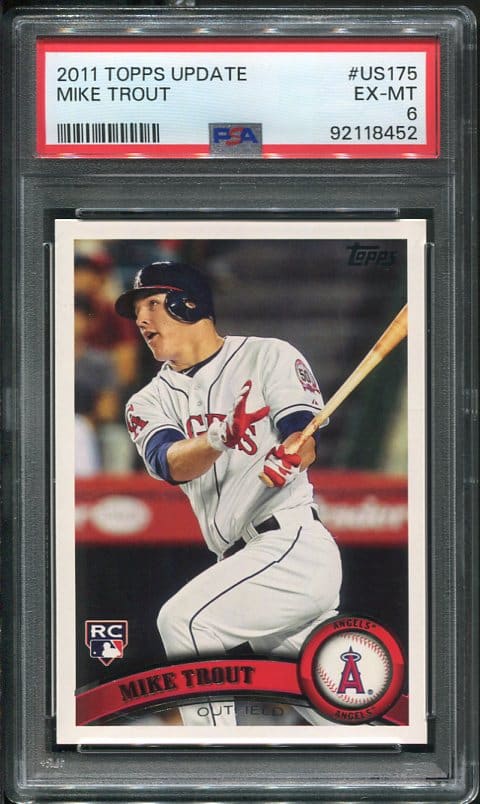 Authentic 2011 Topps Update #US175 Mike Trout PSA 6 Rookie Baseball Card