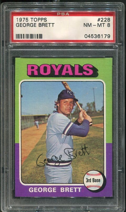 Authentic 1975 Topps #228 George Brett PSA 8 Baseball Card