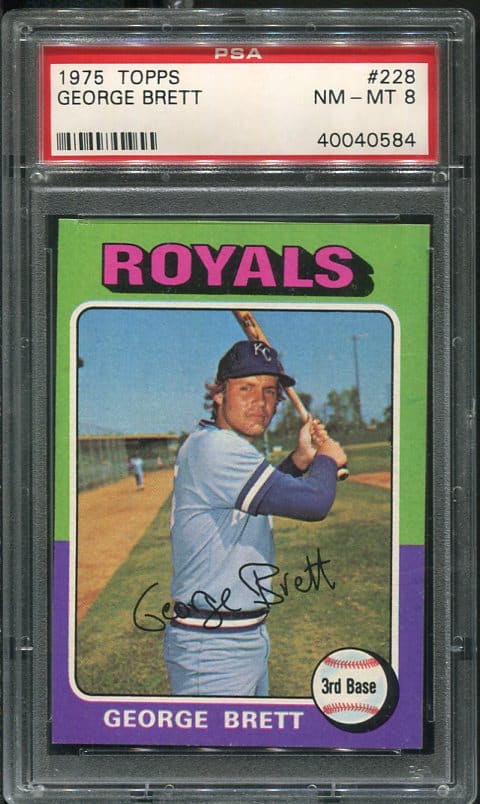 Authentic 1975 Topps #228 George Brett PSA 8 Baseball Card