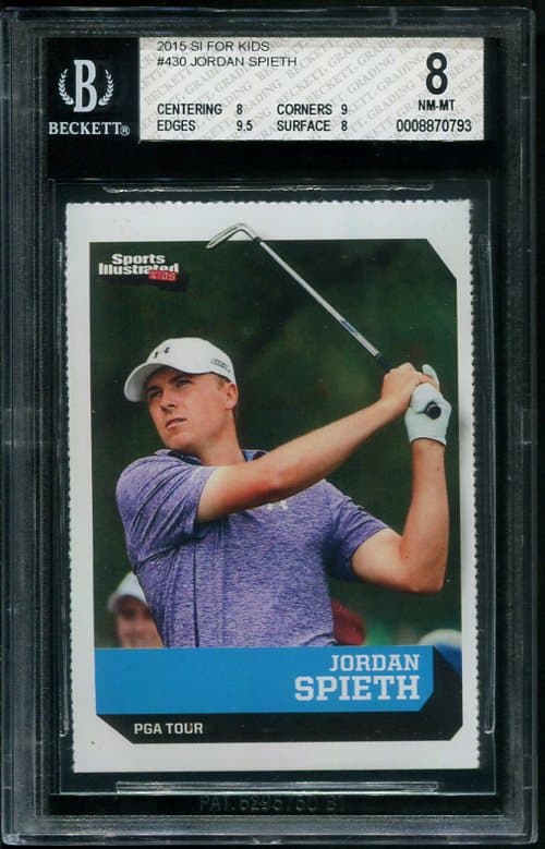 Authentic 2015 Sports Illustrated For Kids #430 Jordan Spieth BGS 8 Rookie Golf Card