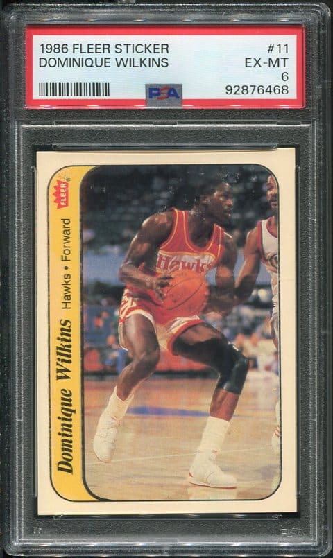 Authentic 1986 Fleer Sticker #11 Dominique Wilkins PSA 6 Basketball Card