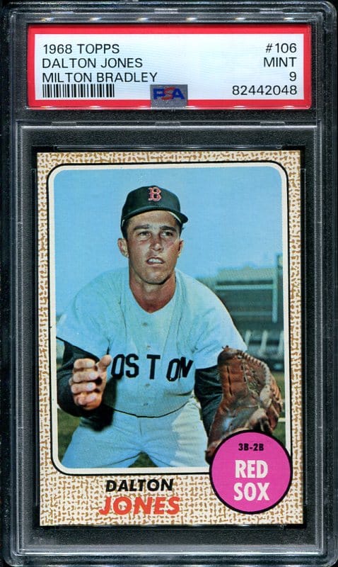 Authentic 1968 Topps Milton Bradley #106 Dalton Jones PSA 9 Baseball Card