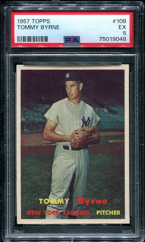 Authentic 1957 Topps #108 Tommy Byrne PSA 5 Baseball Card