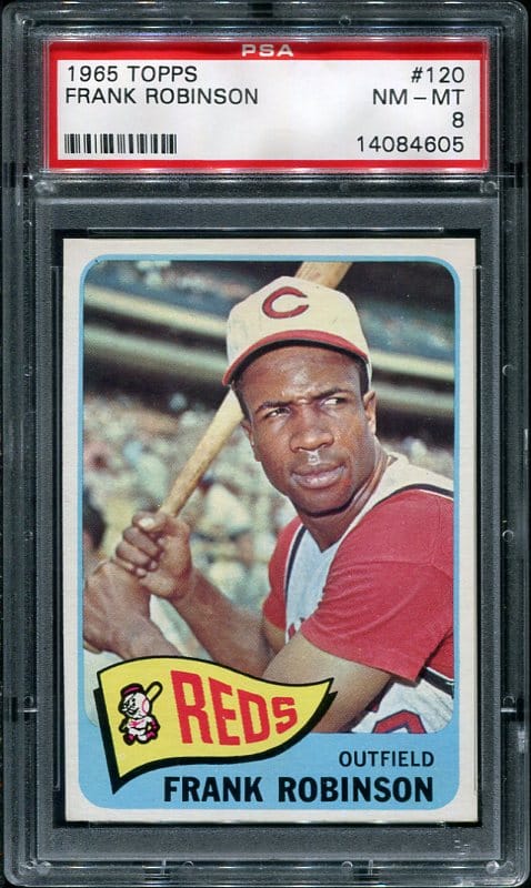 Authentic 1965 Topps #120 Frank Robinson PSA 8 Baseball Card