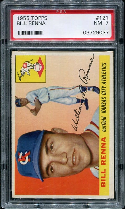 Authentic 1955 Topps #121 Bill Renna PSA 7 Baseball Card