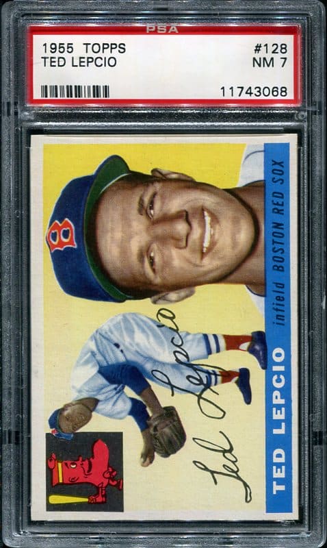 Authentic 1955 Topps #9128 Ted Lepcio PSA 7 Baseball Card