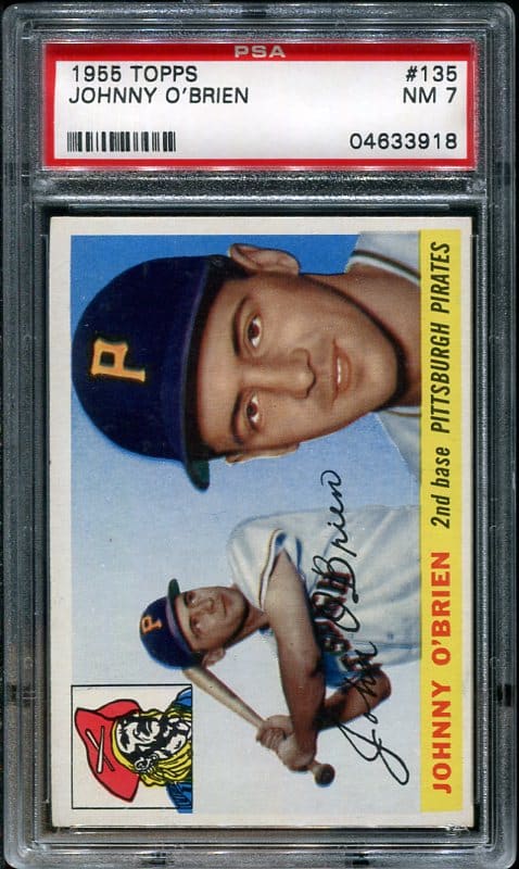 Authentic 1955 Topps #135 Johnny O'Brien PSA 7 Baseball Card