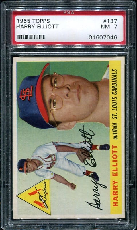 Authentic 1955 Topps #137 Harry Elliott PSA 7 Baseball Card