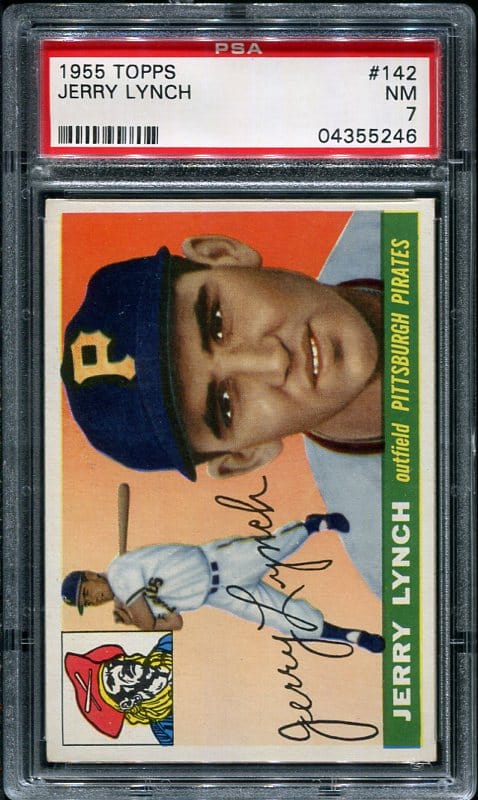 Authentic 1955 Topps #142 Jerry Lynch PSA 7 Baseball Card