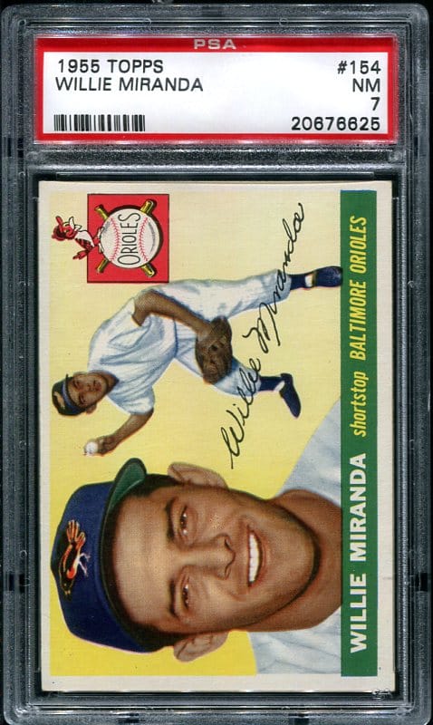 Authentic 1955 Topps #154 Willie Miranda PSA 7 Baseball Card