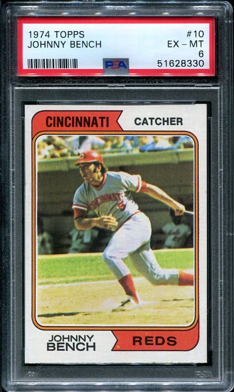 Authentic 1974 Topps #10 Johnny Bench PSA 6 Baseball Card