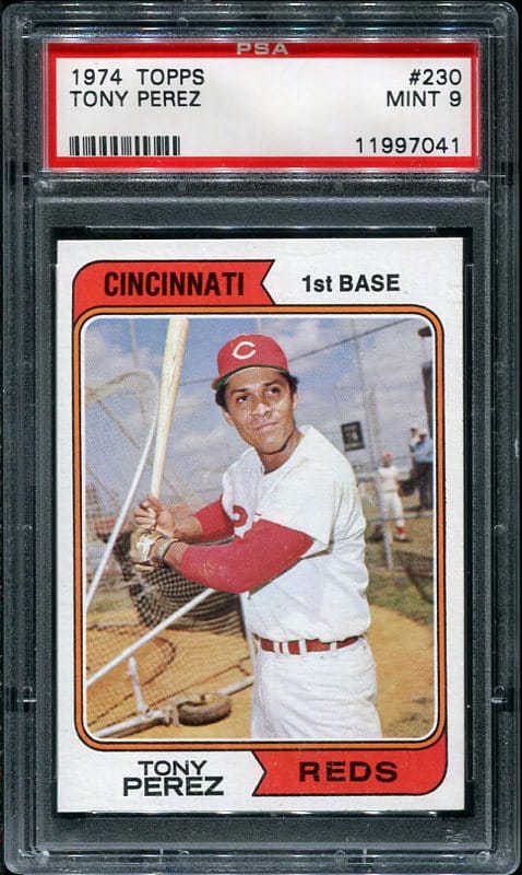 Authentic 1974 Topps #230 Tony Perez PSA 9 Baseball Card