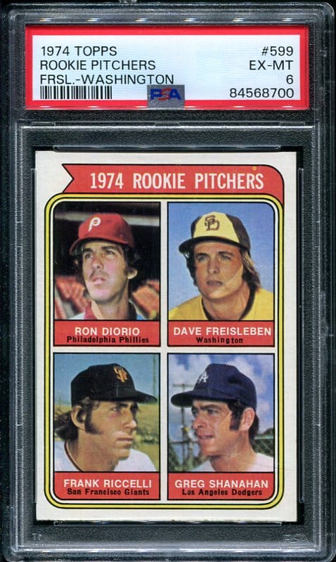 Authentic 1974 Topps #599 Rookie Pitchers Washington PSA 6 Baseball Card