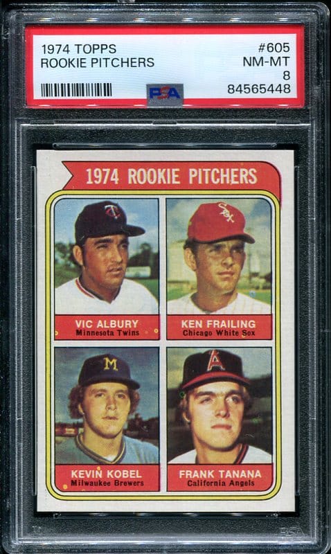 Authentic 1974 Topps #605 Rookie Pitchers PSA 8 Baseball Card