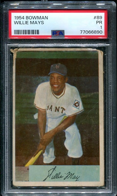 Authentic 1954 Bowman #89 Willie Mays PSA 1 Baseball Card