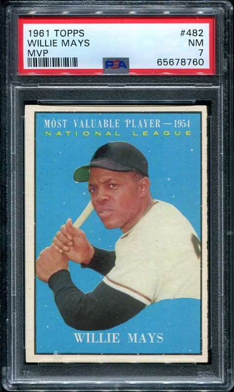 Authentic 1961 Topps #482 Willie Mays MVP PSA 7 Baseball Card