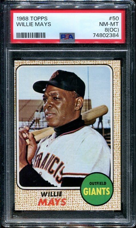 Authentic 1968 Topps #50 Willie Mays PSA 8(OC) Baseball Card