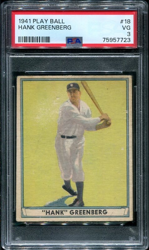 Authentic 1941 Play Ball #18 Hank Greenberg PSA 3 Vintage Baseball Card