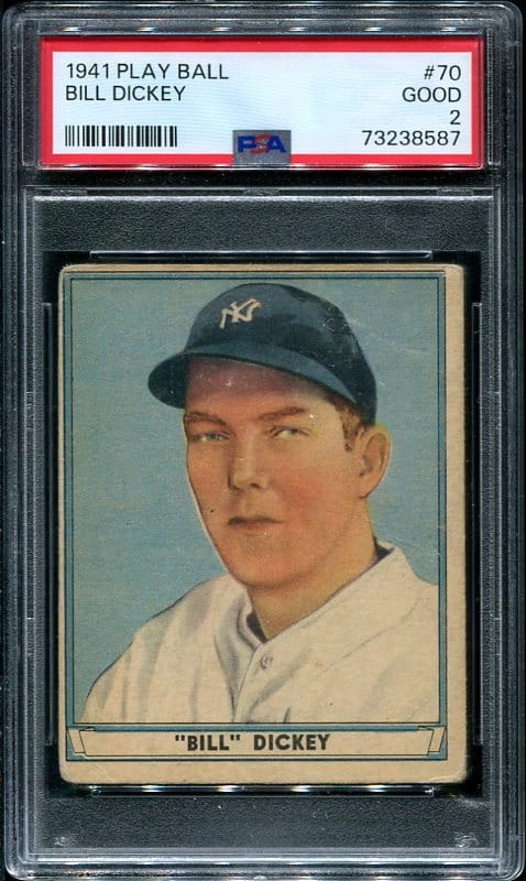 Authentic 1941 Play Ball #70 Bill Dickey PSA 2 Vintage Baseball Card