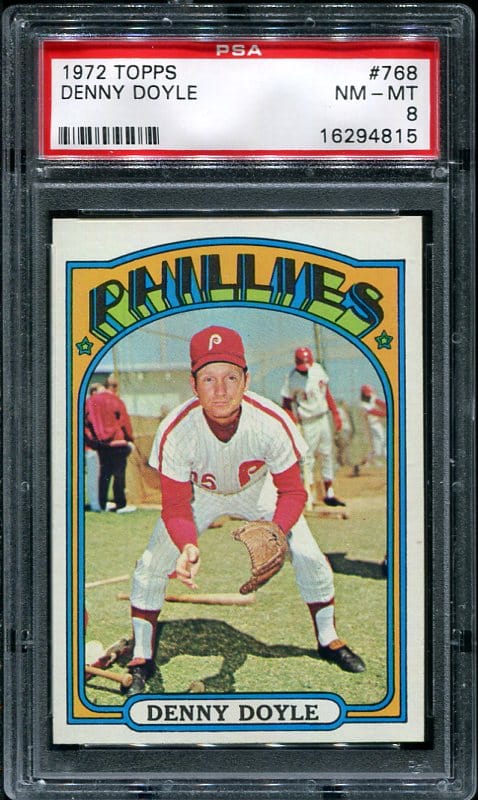 Authentic 1972 Topps #768 Denny Doyle PSA 8 Baseball Card