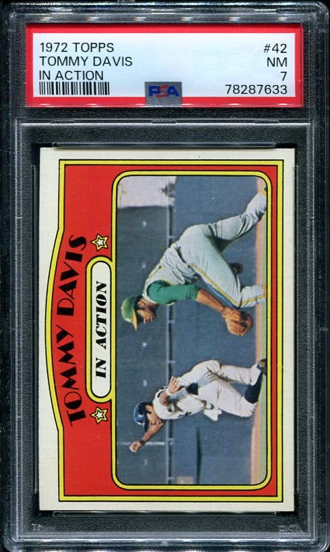 Authentic 1972 Topps #42 Tommy Davis In Action PSA 7 Baseball Card