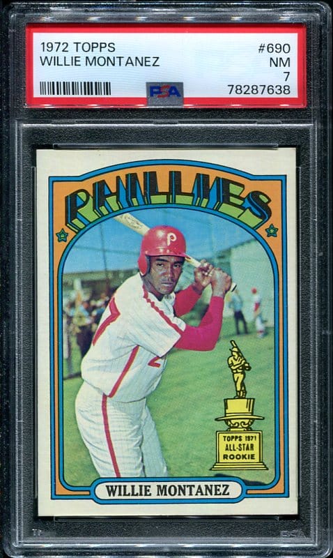 Authentic 1972 Topps #690 Willie Montanez PSA 7 Baseball Card