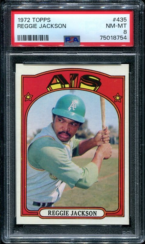 Authentic 1972 Topps #435 Reggie Jackson PSA 8 Baseball Card