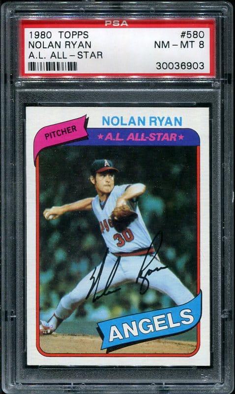 Authentic 1980 Topps #580 Nolan Ryan PSA 8 Baseball Card