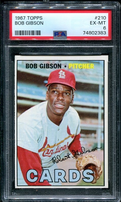 Authentic 1967 Topps #210 Bob Gibson PSA 6 Baseball Card